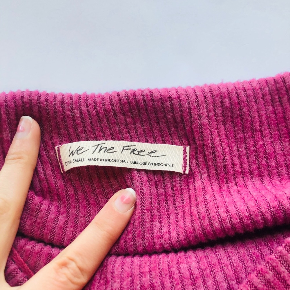 Free People Pink Off The Shoulder Sweater XS - Picture 3 of 8